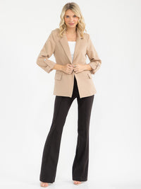 WOMEN'S 3/4 SLEEVE BUTTON CLOSURE FRONT POCKETS BLAZERS