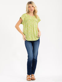 WOMEN'S SHORT SLEEVE FLORAL PRINT BLOUSE