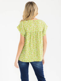WOMEN'S SHORT SLEEVE FLORAL PRINT BLOUSE