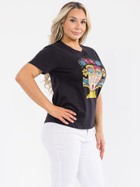 PLUS SIZE SHORT SLEEVE GRAPHIC TOP