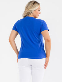 PLUS SIZE SHORT SLEEVE STONE DETAILED TOP