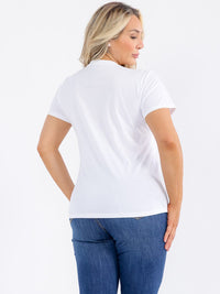 PLUS SIZE SHORT SLEEVE GRAPHIC STUDS BUTTERFLY TOP