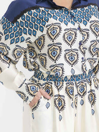 PLUS SIZE LONG SLEEVE BLOUSE & ELASTIC WAIST PANTS MULTI PRINT 2PC. SET