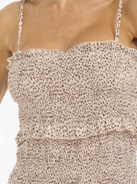 WOMEN'S SLEEVELESS ANIMAL PRINT BODYCON RUFFLE TIERED SMOCK MAXI DRESS