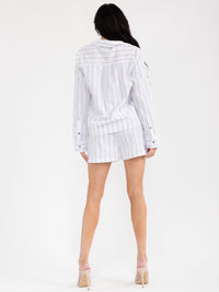 WOMEN'S LONG SLEEVE SHIRT & ELASTIC WAIST SHORTS COLORBLOCK STRIPES 2PC. SET