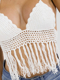 WOMEN'S SLEEVELESS HALTER NECK V-NECK OPEN BACK KNIT CROP TOP