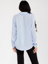 WOMEN'S BRALETTE & LONG SLEEVE BUTTON UP SOLID 2PC TOP