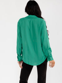 WOMEN'S BRALETTE & LONG SLEEVE BUTTON UP SOLID 2PC TOP