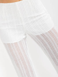 WOMEN'S ZIPPER CLOSURE KNIT BELL LEG PANTS