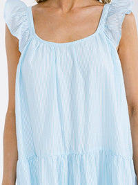 WOMEN'S SLEEVELESS RUFFLE PLAID TIERED MAXI DRESS