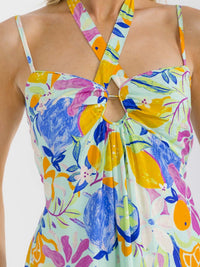 WOMEN'S SLEEVELESS OPEN BACK SMOCK TIERED FLORAL MAXI DRESS