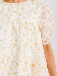 WOMEN'S SHORT SLEEVE HIGH-LOW TIERED TUNIC FLORAL MIDI DRESS