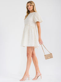 WOMEN'S SHORT PUFF SLEEVE TIERED LOOSE FIT MINI DRESS