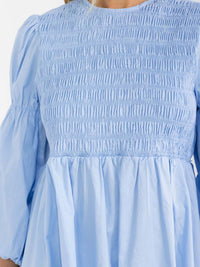 WOMEN'S 3/4 PUFF SLEEVE SMOCK LOOSE FIT MINI DRESS