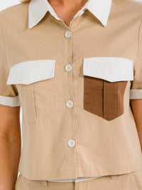 WOMEN'S SHORT SLEEVE TOP & ELASTIC WAIST PANTS COLORBLOCK 2PC. SET
