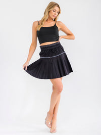 WOMEN'S ELASTIC WAIST PLEATED MINI SKIRT