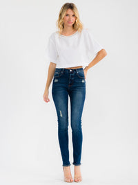 WOMEN'S SHORT SLEEVE STUDS NECK TRIM BACK BUTTON UP LINEN BLOUSE