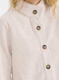 WOMEN'S LONG SLEEVE BUTTON UP FRONT POCKETS SELF TIE COAT