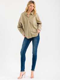 WOMEN'S LONG SLEEVE BUTTON UP OVERSIZED SHIRT