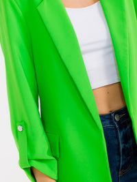 WOMEN'S 3/4 SLEEVE BUTTON CLOSURE FRONT POCKETS BLAZERS