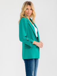 WOMEN'S 3/4 SLEEVE BUTTON CLOSURE FRONT POCKETS BLAZERS