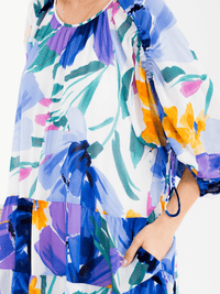 WOMEN'S 3/4 SLEEVE POCKETS TIERED LOOSE FIT FLORAL PRINT MINI DRESS