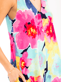 WOMEN'S SLEEVELESS V-NECK FRONT POCKETS WIDE LEG FLORAL JUMPSUIT