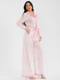 WOMEN'S LONG SLEEVE TOP & BUTTON CLOSURE PANTS PRINT COLORBLOCK 2PC. SET