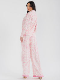 WOMEN'S LONG SLEEVE TOP & BUTTON CLOSURE PANTS PRINT COLORBLOCK 2PC. SET