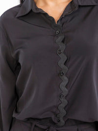 WOMEN'S LONG SLEEVE TOP & BUTTON CLOSURE PANTS TRIM DETAILED 2PC. SET