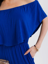 WOMEN'S SHORT SLEEVE ELASTIC WAIST POCKETS WIDE LEG JUMPSUIT