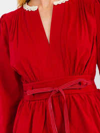 WOMEN'S LONG SLEEVE V-NECK RUFFLE TIERED MAXI DRESS
