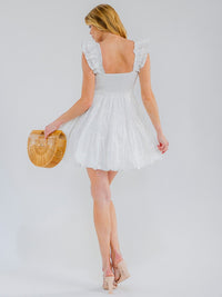 WOMEN'S SLEEVELESS FRONT POCKETS SMOCK TIERED MINI DRESS