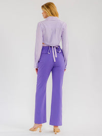 WOMEN'S LONG SLEEVE CROP TOP & BUTTON CLOSURE PANTS COLORBLOCK 2PC. SET