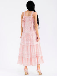 WOMEN'S SLEEVELESS TIERED EYELET MAXI DRESS