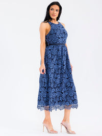 WOMEN'S SLEEVELESS BACK LACE UP CROCHET MAXI DRESS
