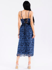 WOMEN'S SLEEVELESS BACK LACE UP CROCHET MAXI DRESS