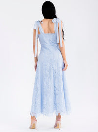 WOMEN'S SLEEVELESS V-NECK FRONT SLIT CROCHET MAXI DRESS