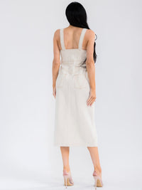 WOMEN'S SLEEVELESS BUTTON UP POCKETS DENIM OVERALL MAXI DRESS