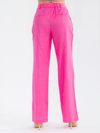 WOMEN'S BUTTON CLOSURE POCKETS STRAIGHT LEG PANTS