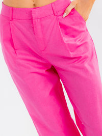 WOMEN'S BUTTON CLOSURE POCKETS STRAIGHT LEG PANTS
