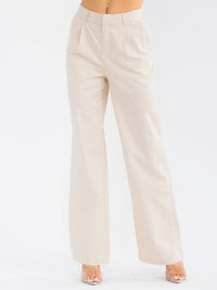WOMEN'S BUTTON CLOSURE POCKETS STRAIGHT LEG PANTS