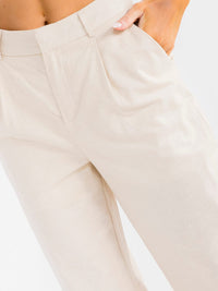 WOMEN'S BUTTON CLOSURE POCKETS STRAIGHT LEG PANTS