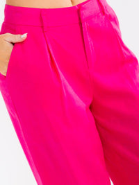 WOMEN'S BUTTON CLOSURE POCKETS STRAIGHT LEG PANTS