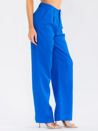 WOMEN'S BUTTON CLOSURE POCKETS STRAIGHT LEG PANTS