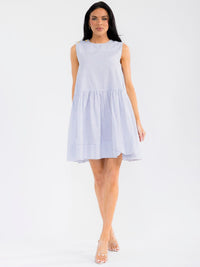 WOMEN'S SLEEVELESS COLORBLOCK STRIPES TUNIC MINI DRESS