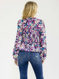 WOMEN'S LONG SLEEVE SMOCK FLORAL BLOUSE