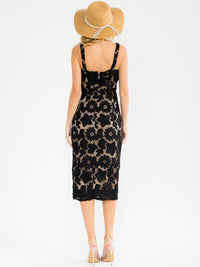 WOMEN'S SLEEVELESS FRONT SLIT CROCHET MIDI DRESS