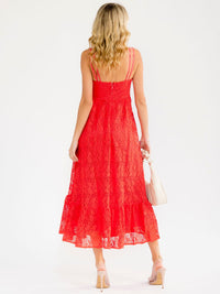 WOMEN'S SLEEVELESS SQUARE NECK CROCHET MAXI DRESS