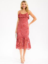 WOMEN'S SLEEVELESS BODYCON CROCHET MIDI DRESS